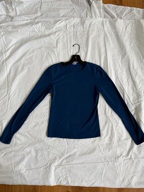 Garage Long Sleeve Crewneck Top - Navy Blue